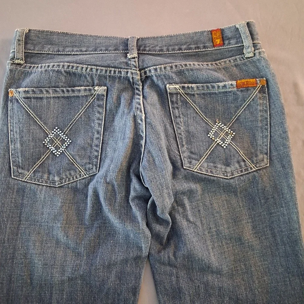 Women's 7 For‎ All Mankiind Flare Leg Dojo Jeans SZ 29 Style Embellished Pockets